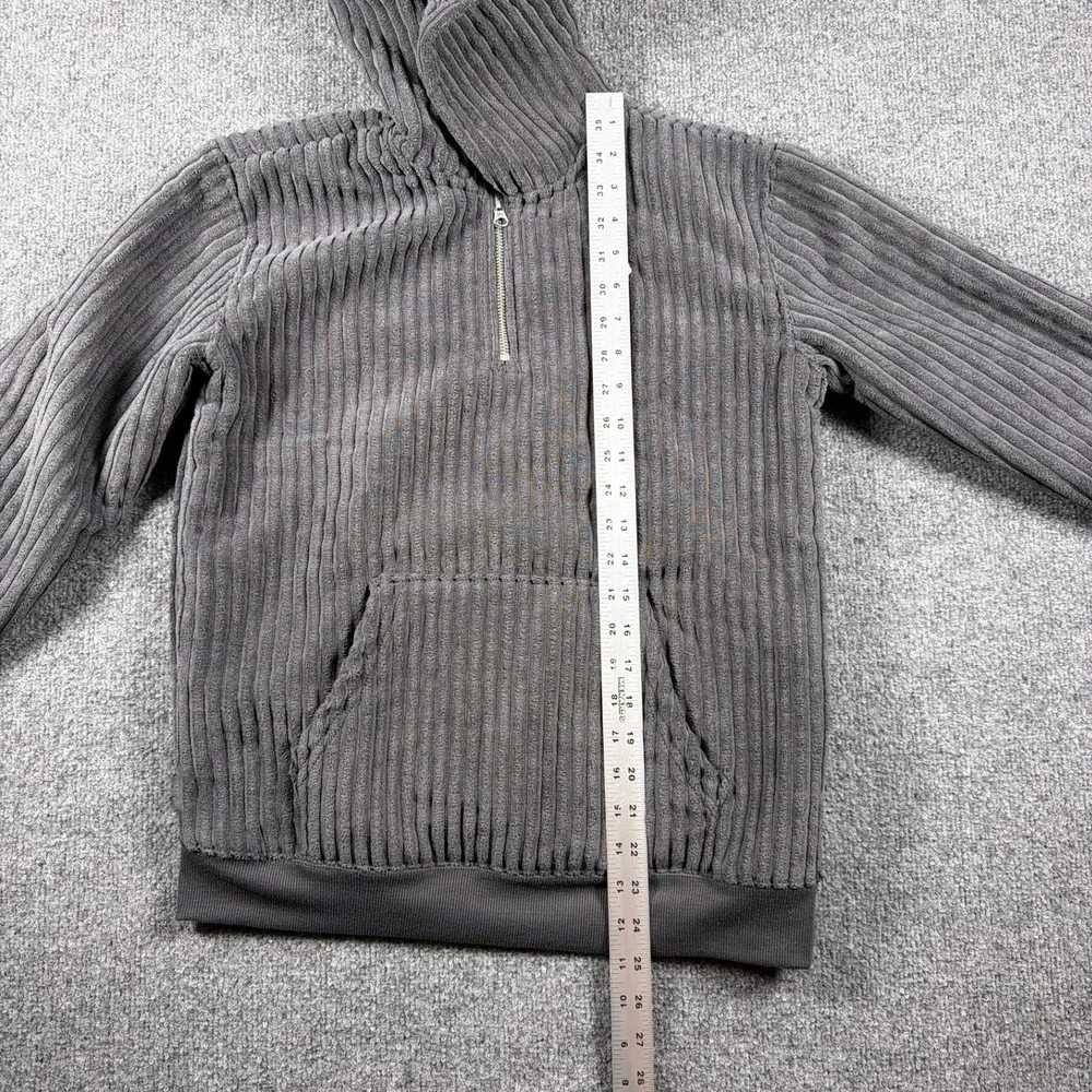 Champion Corduroy Hoodie Quarter Zip Boys Size L 14/16 Grey Sherpa‎ Lined